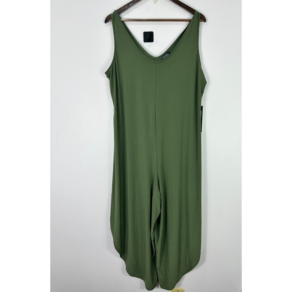 Nicole Miller Jumpsuit XL Olive Green Boho Festival Hippie Indie Artsy Resort NW
